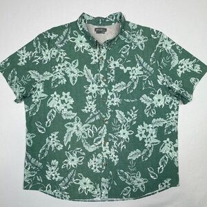 Eddie Bauer Hawaiian AOP Floral Print Shirt Heathered Green Men’s Size XXL - EUC